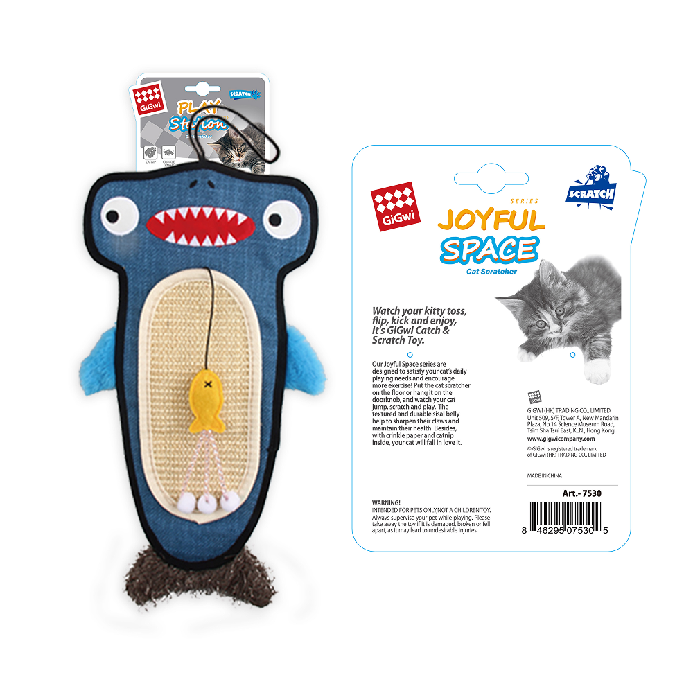 GiGwi Cat Scratcher with Catnip Alligator Toy for Cats (Blue) Cats-Toys GiGwi