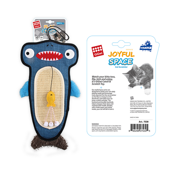 GiGwi Cat Scratcher with Catnip Alligator Toy for Cats (Blue)