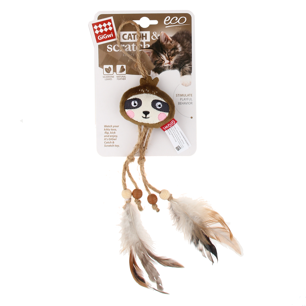 GiGwi Catch and Scratch Eco Line Sloth Toy for Cats Cats-Toys GiGwi