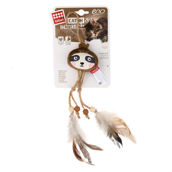 GiGwi Catch and Scratch Eco Line Sloth Toy for Cats
