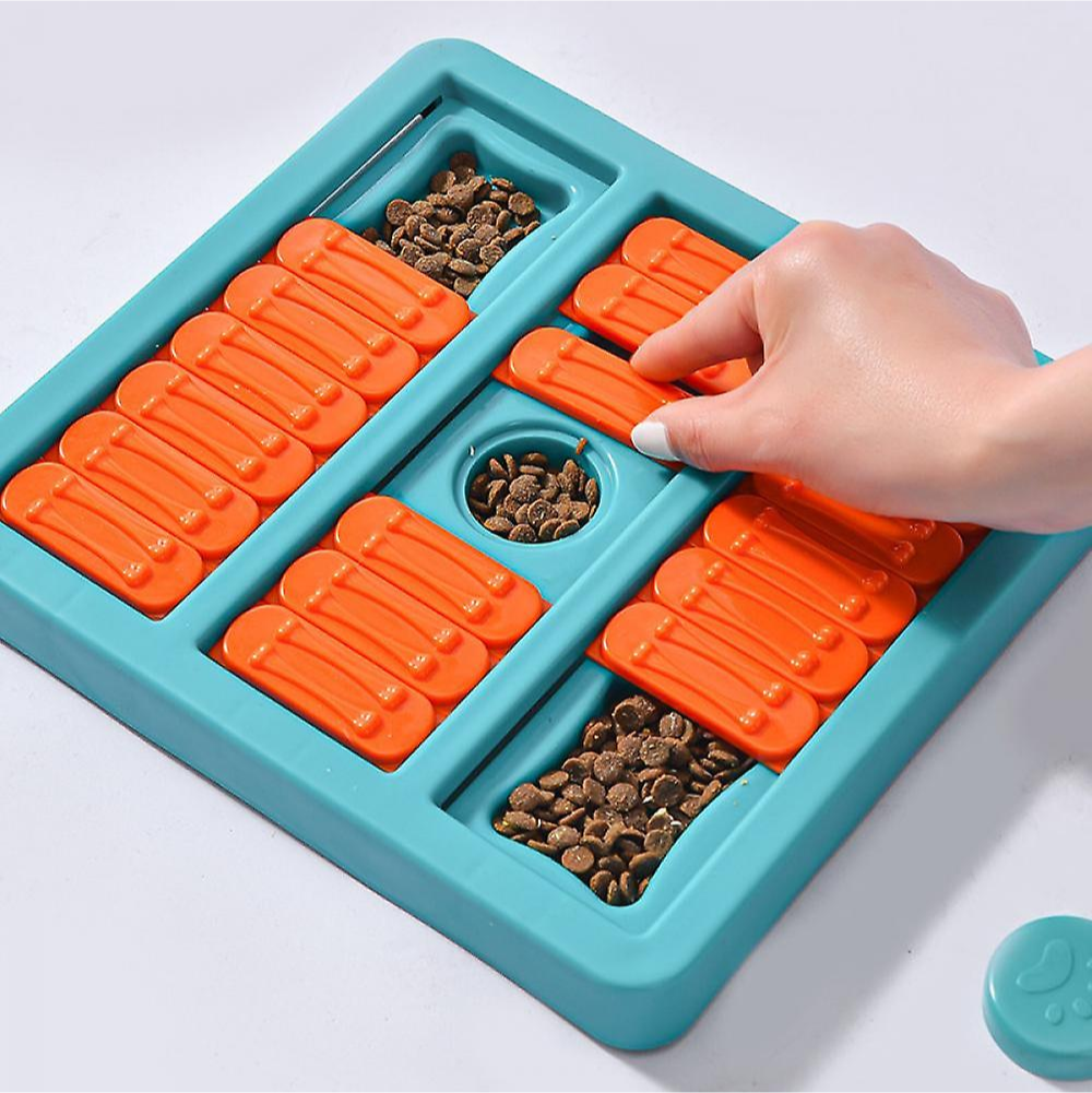 Pet Vogue Slow Feeder Rectangle Shaped Toy for Dogs (Turquoise/Orange)
