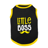 PawsIndia Little Boss Printed with Ribbed Sleeves TShirt for Dogs (Black) Dogs-Clothing & Accessories Pawsindia Dropship