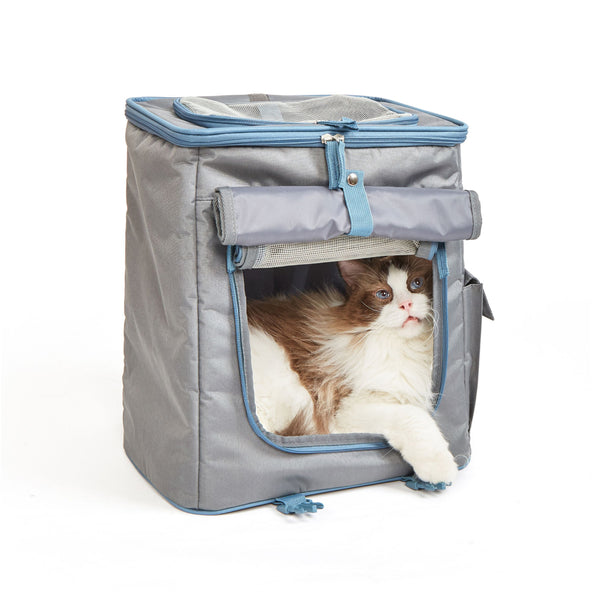 Fofos Backpack Carrier for Dogs and Cats (Grey/Blue)