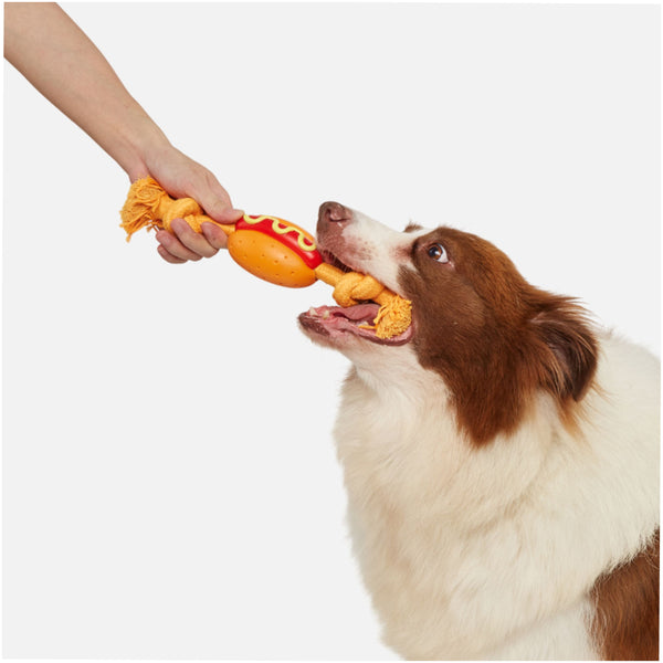 Fofos Hot Dog Shaped Chew Rope Toy for Dogs