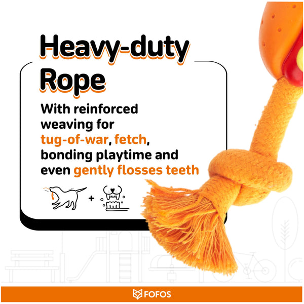 Fofos Hot Dog Shaped Chew Rope Toy for Dogs