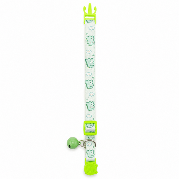Talking Dog Club Everyday Collar with Dino Bell for Cats (Green)