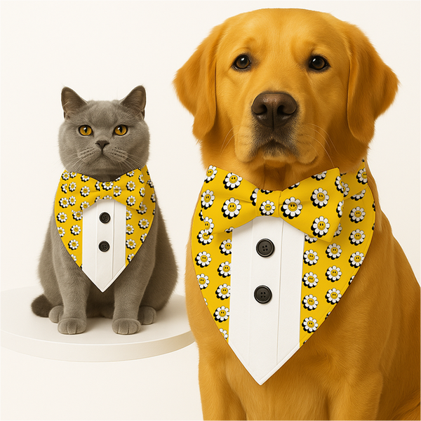 PawsIndia Special Edition Sunflower Pattern Printed Tuxedo for Dogs and Cats