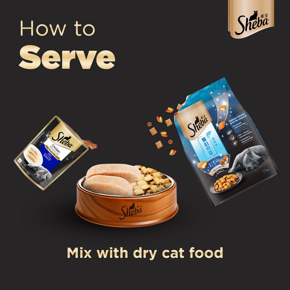Sheba Chicken Loaf Rich Premium Adult Fine Wet Food and Chicken All Life Stage Cat Dry Food Combo Exclusive Combo Sheba