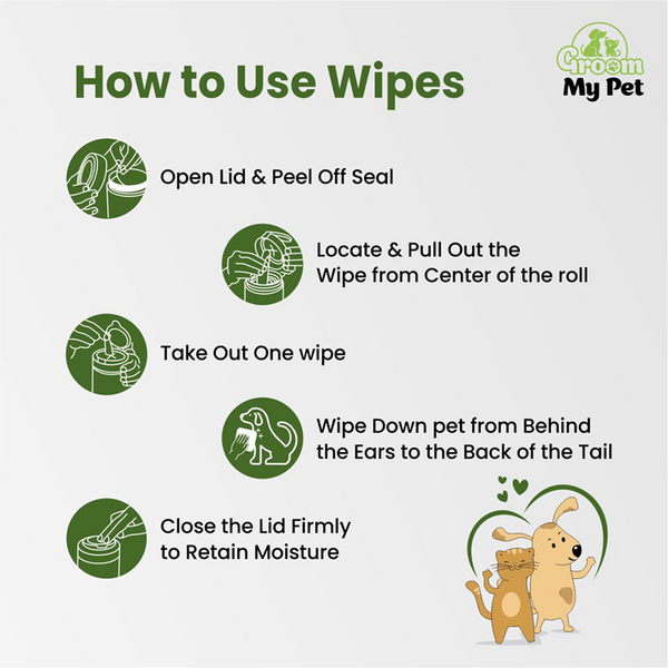 Groom My Pet Anti Bacterial Wet Wipes for Dogs and Cats