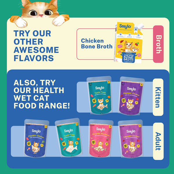 Smylo Hydration Rich Fish with Pumpkin, Broccoli and Raspberry Bone Broth for Cats