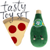 Talking Dog Club Pizza with Perrier Party Combo Plush Toy for Dogs (Red and Green) Dogs-Toys Talking Dog Club Dropship