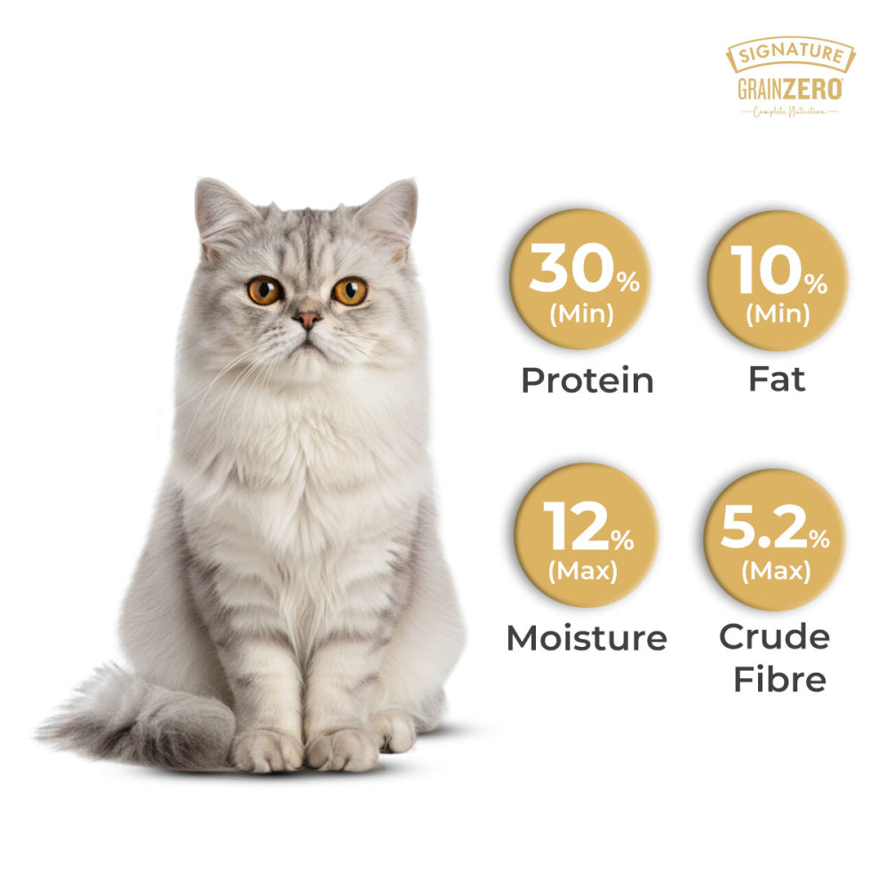 Signature Grain Zero Ocean Fish, Sardine and Mackerel Long Coat & Persian Adult Cat Dry Food