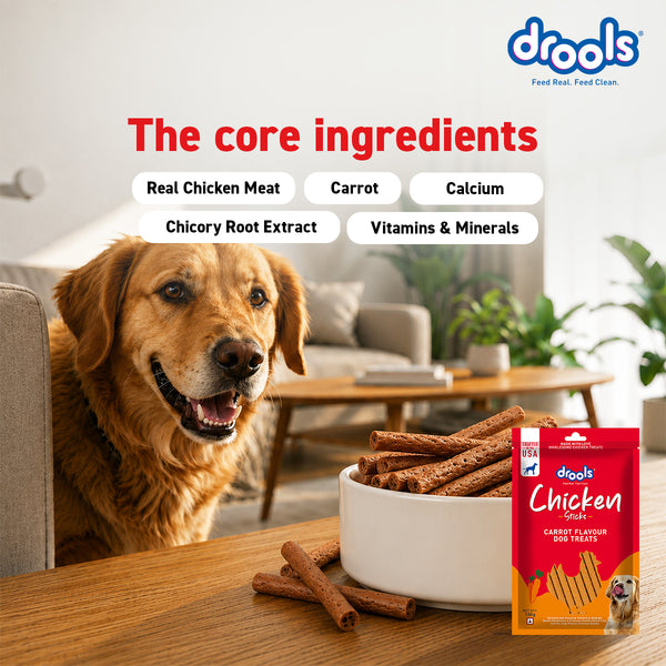 Drools Carrot Flavour Chicken Sticks Treat for Dogs