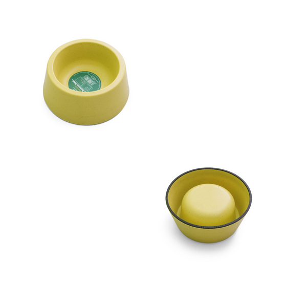 Healing Leaf Eco Friendly Bamboo Bowl for Dogs and Cats (Yellow)