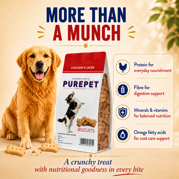 Purepet Chicken Flavour Real Chicken Biscuit Dog Treats Pouch