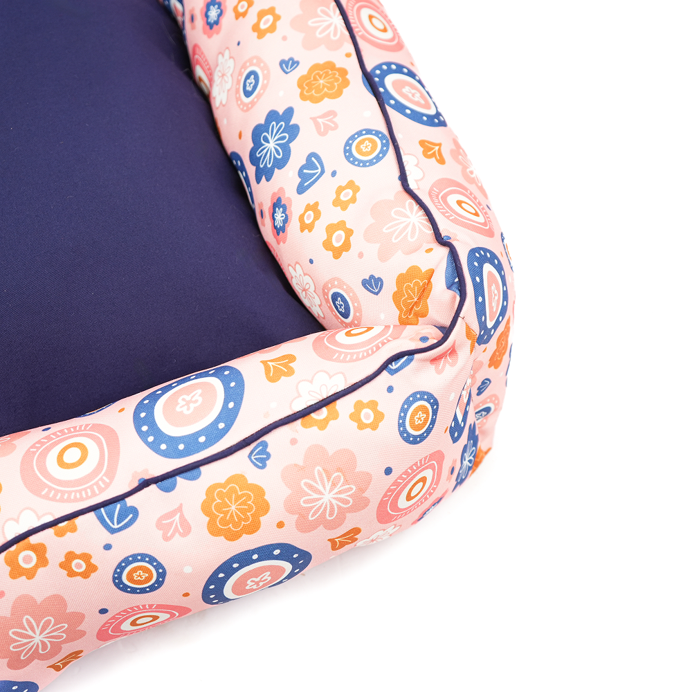 Skatrs Floral Bed for Dogs & Cats (Pink/Blue) Both-Bedding, Mats & Travel Supplies Skatrs