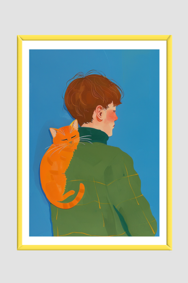 EverythingBoho The Purrfect Cat Dad Wall Art (Yellow)