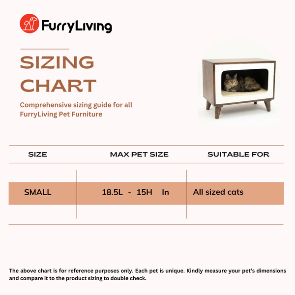 FurryLiving Telly Side Table with Cushion for Small Dogs and Cats (Dark Brown/Cream Cushion)