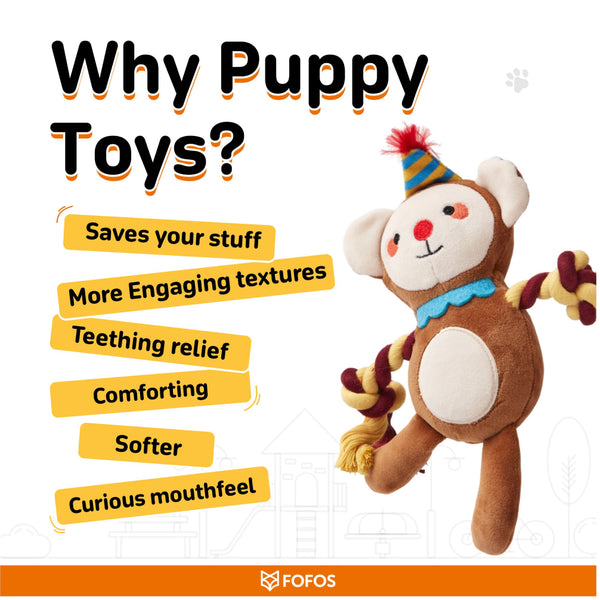 Fofos Monkey Fluffy Puppy Plush Toy for Dogs
