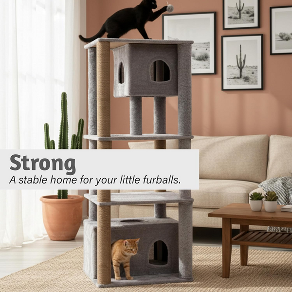 Furrlovers Large Multilevel Cat Tree Tower with Scratching Posts & Condo (Grey)