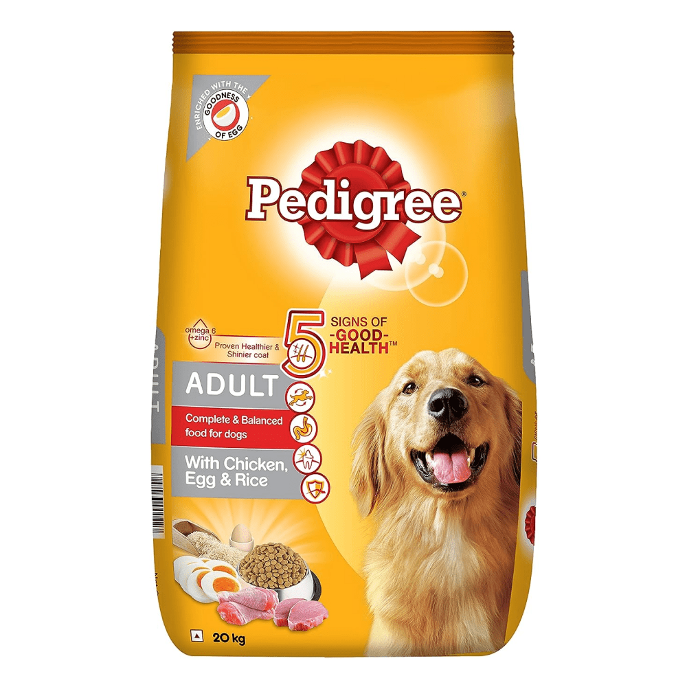 Pedigree Chicken, Egg and Rice Dry and Chicken and Liver Chunks in Gravy Wet Adult Dog Food Combo