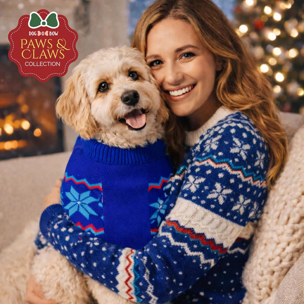 Dogobow Aztec Sweater for Dogs and Cats (Blue) (Get a Bow Free)