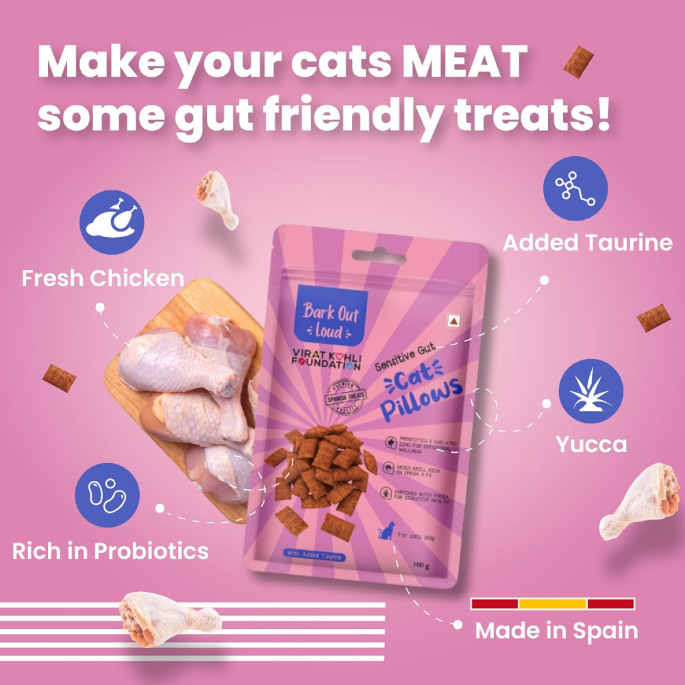 Bark Out Loud by Vivaldis Hairball Control and Sensitive Gut Pillow Cat Treats Combo Cats-Treats & Others Bark Out Loud