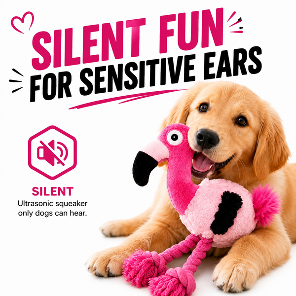 Talking Dog Club Flamingo Ultrasonic Plush & Rope Toy for Dogs