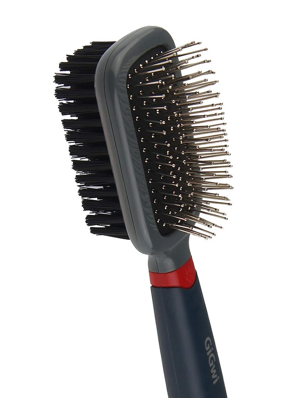 GiGwi Double Sided Brush with Bristles and Pins for Dogs and Cats (Black)