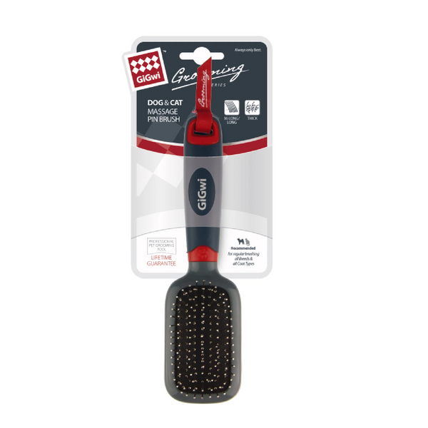GiGwi Massage Brush With Pins For Dogs and Cats (Black)