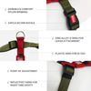 GiGwi Classic Line Harness for Dogs (Red) Dogs-Collar, Leashes, harnesses GiGwi