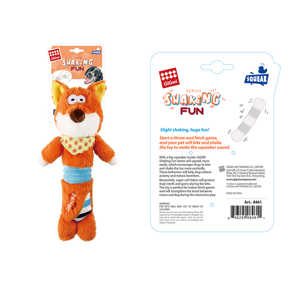 GiGwi Shaking Fun Fox Toy for Dogs (Orange)