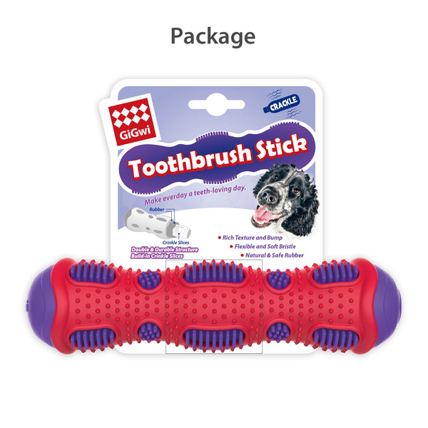 GiGwi Toothbrush Stick with Crackle Toy for Dogs(Red & Purple)
