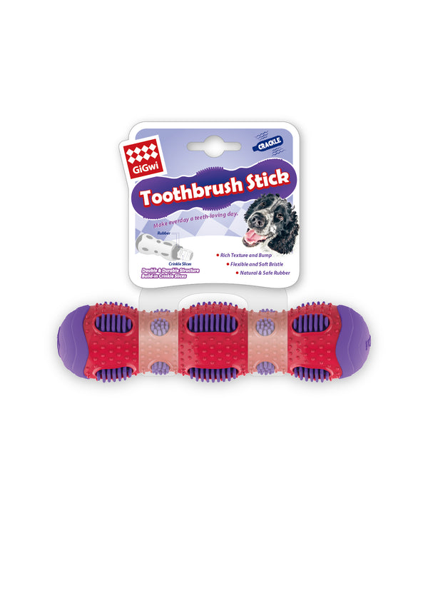 GiGwi Toothbrush Stick with Crackle Toy for Dogs(Red & Purple)
