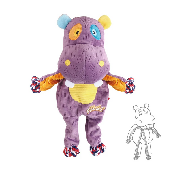 GiGwi Plush Friendz Rope Hippo Toy for Dogs