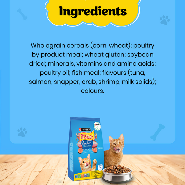 Friskies Seafood Cat Dry Food and Purina Felix Sardine with Jelly Adult Cat Wet Food Combo