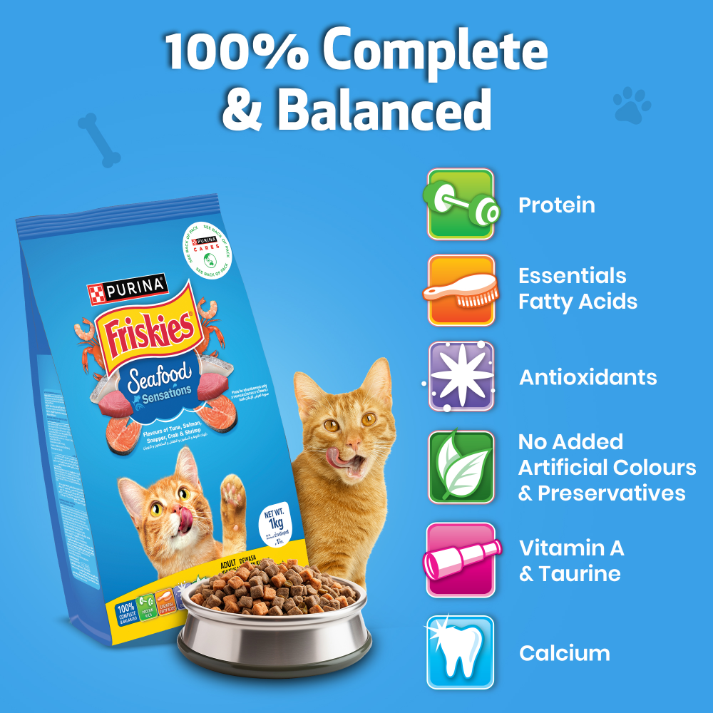 Friskies Seafood Cat Dry Food and Purina Felix Tuna with Jelly Adult Cat Wet Food Combo