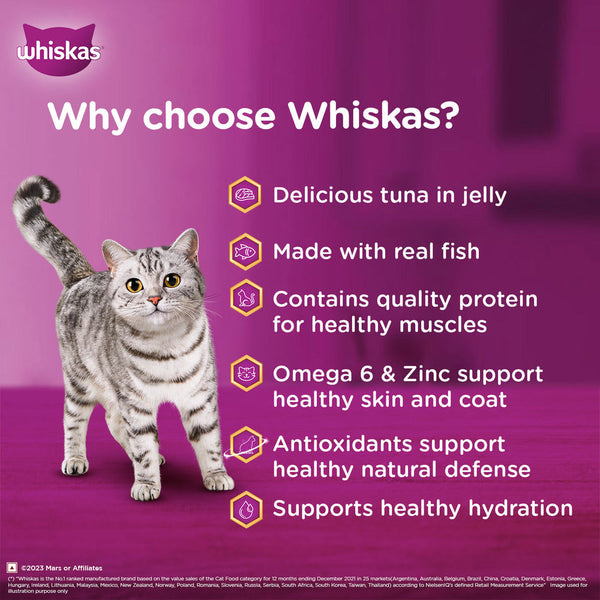 Whiskas Tuna in Jelly Meal and Chicken With Salmon Wakame Seaweed in Gravy Tasty Mix Adult Cat Wet Food Combo