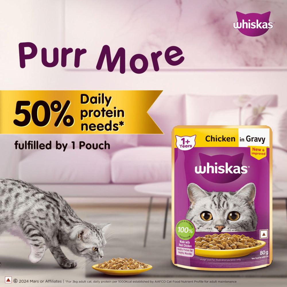 Whiskas Salmon in Gravy Meal and Chicken Gravy Adult Cat Wet Food Combo