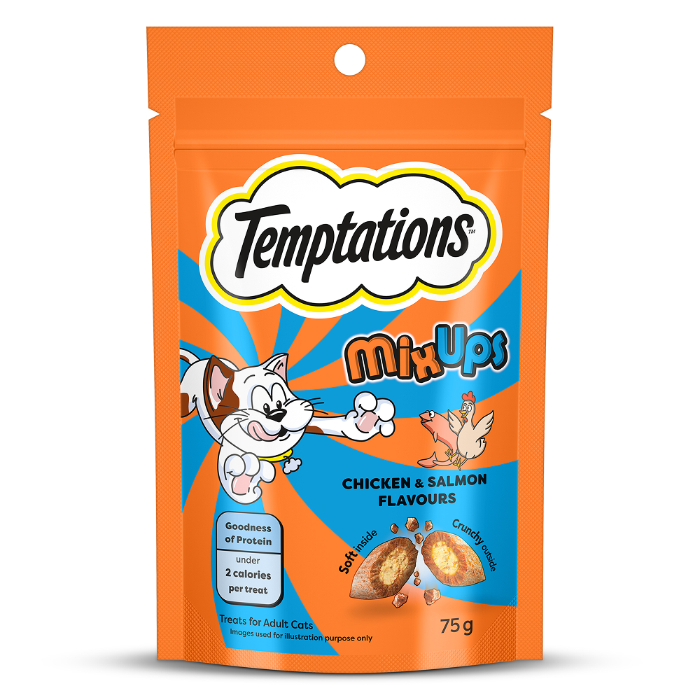 Temptations MixUps Chicken & Salmon Flavour Cat Treats Cats-Treats & Others Temptations 75g