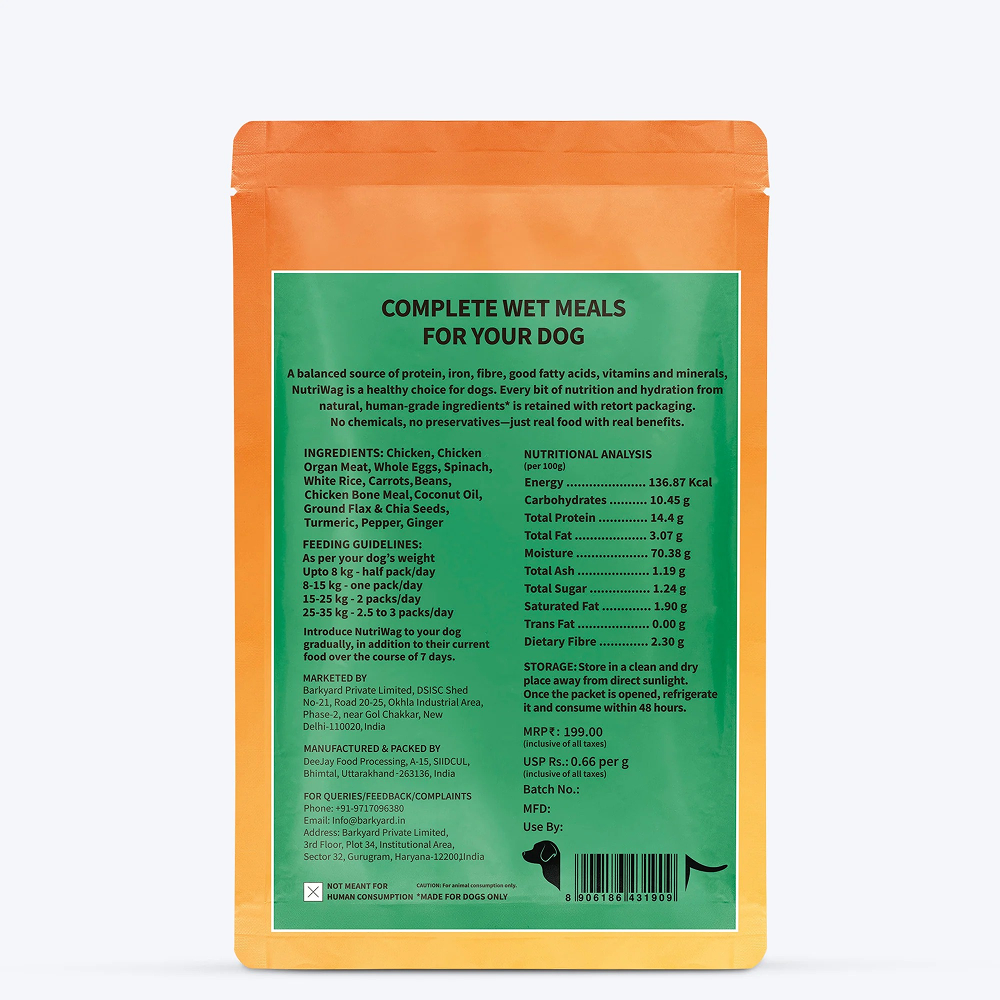 NutriWag Daily Delight Chicken, Spinach & Rice Dog Wet Food Dogs-Wet Food Heads Up for Tails
