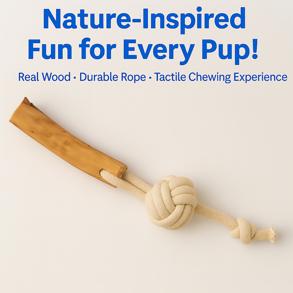 Talking Dog Club Natural Ball & Stick Tug Toy for Dogs (White and Brown) Dogs-Toys Talking Dog Club Dropship
