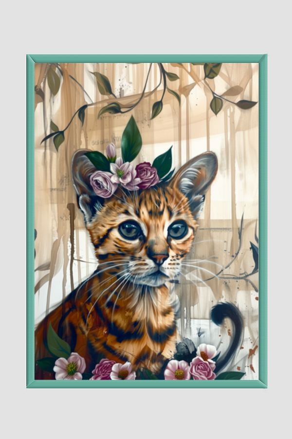 EverythingBoho The Boho Cat Wall Art (Bottle Green)