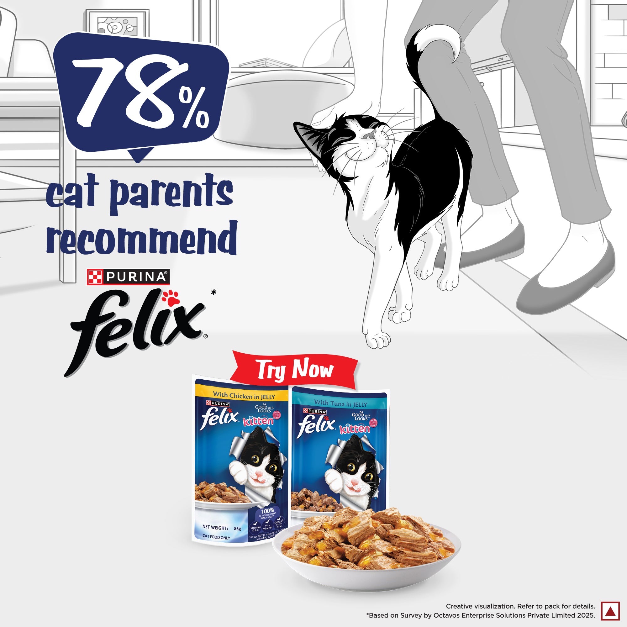 Purina Felix with Chicken in Jelly Complete and Balanced Kitten Cat Wet Food Cats-Wet Food Felix