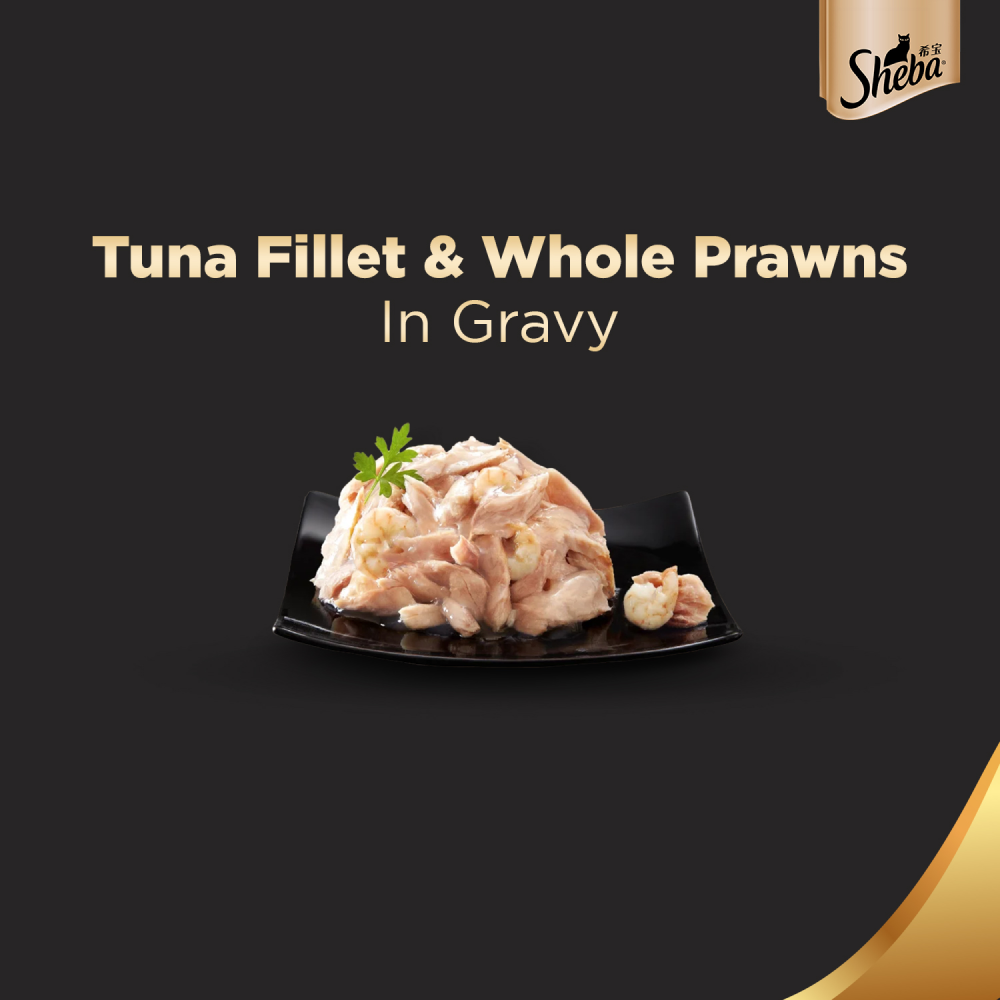 Sheba Tuna Fillet & Whole Prawns in Gravy Premium Cat Wet Food