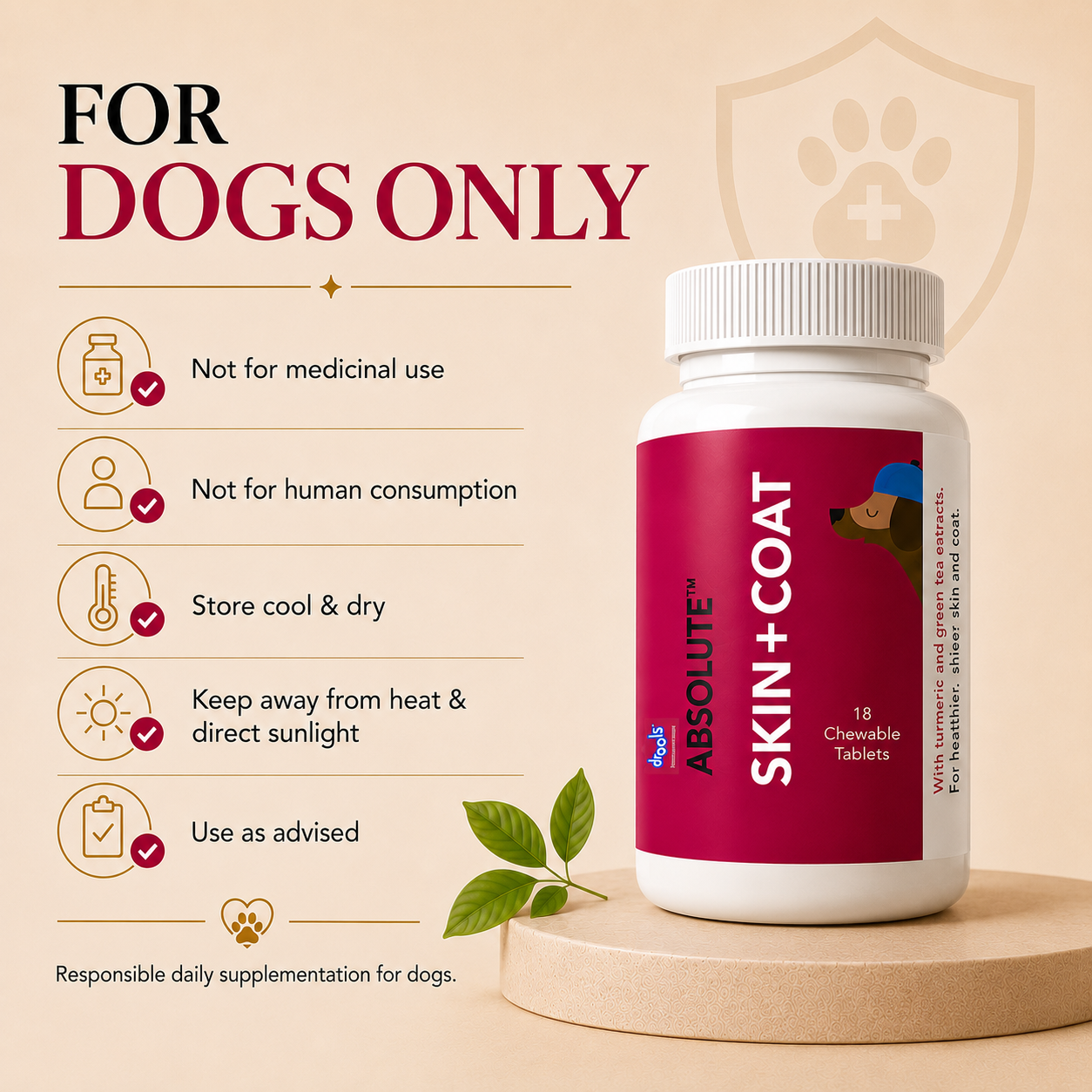Drools Absolute Skin & Coat Supplement Tablets for Dogs Dogs-Health & Wellness Drools