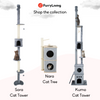 FurryLiving Nara Dual-Level Felt Condo with Scratch Pole & Hanging Toy Cat Tree Cats-Toys FurryLiving Dropship