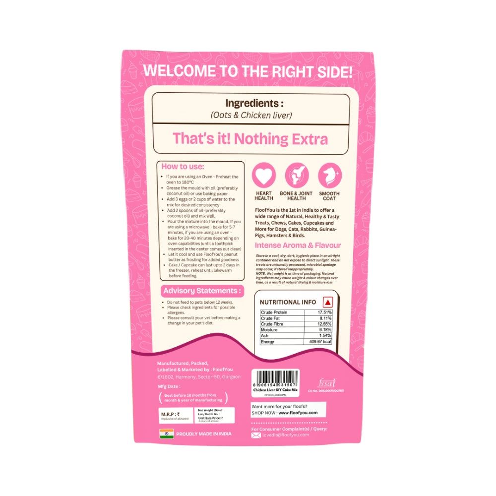 Floofyou Home Made Chicken Liver Birthday Cake Mix for Dogs and Cats Dog Treats + Others FloofYou