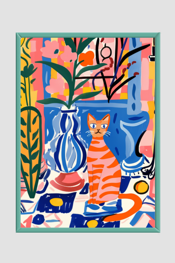 EverythingBoho The House Cat Boho Wall Art (Bottle Green)