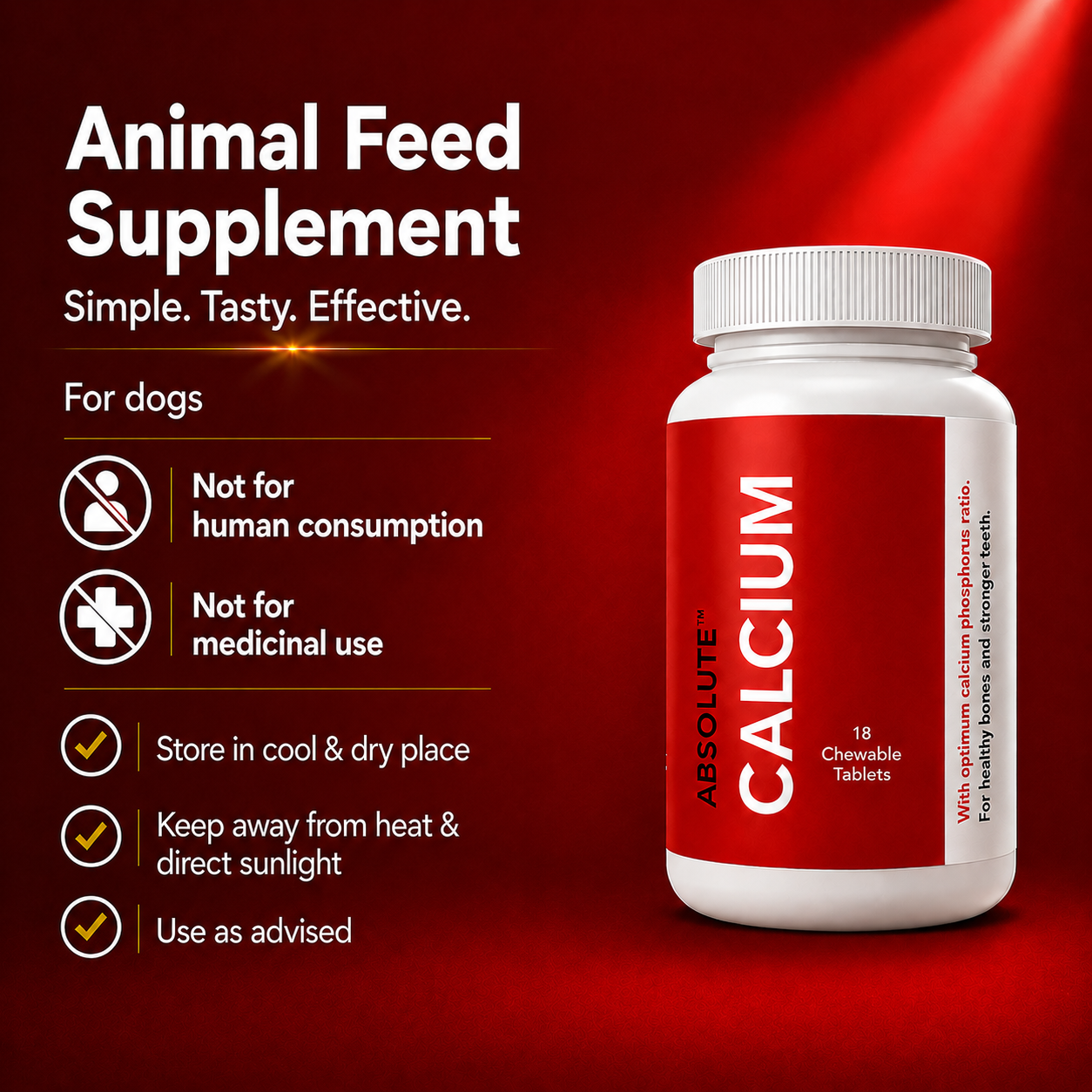 Drools Absolute Calcium Dog Supplement Tablets Dogs-Health & Wellness Drools